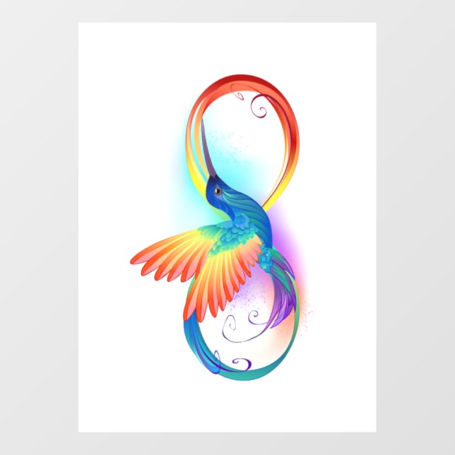 Rainbow Hummingbird with Infinity symbol Window Cling (Sheet)