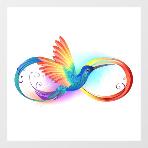 Rainbow Hummingbird with Infinity symbol Window Cling