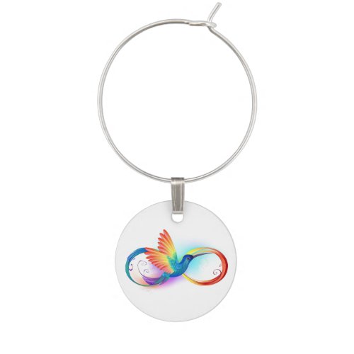 Rainbow Hummingbird with Infinity symbol Wine Charm