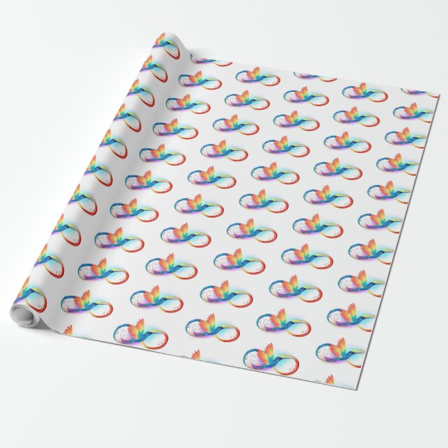 Rainbow Hummingbird with Infinity symbol Wrapping Paper (Unrolled)