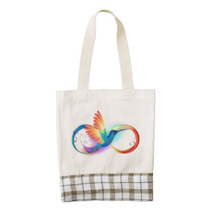 Rainbow Hummingbird with Infinity symbol Zazzle HEART Tote Bag