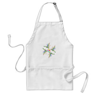 Rainbow Hummingbirds Kissing A Flower Adult Apron