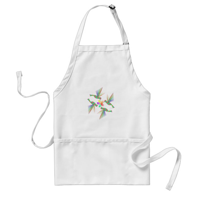 Rainbow Hummingbirds Kissing A Flower Adult Apron (Front)