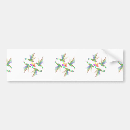 Rainbow Hummingbirds Kissing A Flower Bumper Sticker