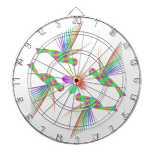 Rainbow Hummingbirds Kissing A Flower Dartboard With Darts