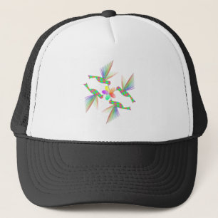 Rainbow Hummingbirds Kissing A Flower Trucker Hat