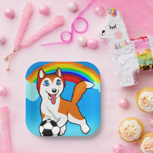 Rainbow Husky Paper Plates (Party)