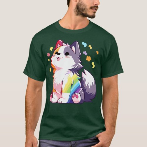 Rainbow husky pooch T_Shirt