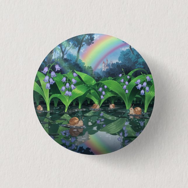 Rainbow hyacinth snail cartoon button (Front)