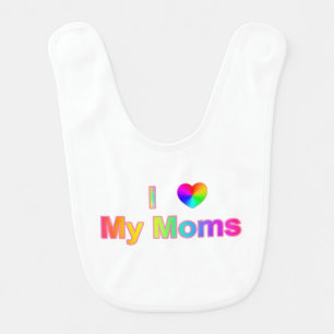 Rainbow I Heart my Moms Bib