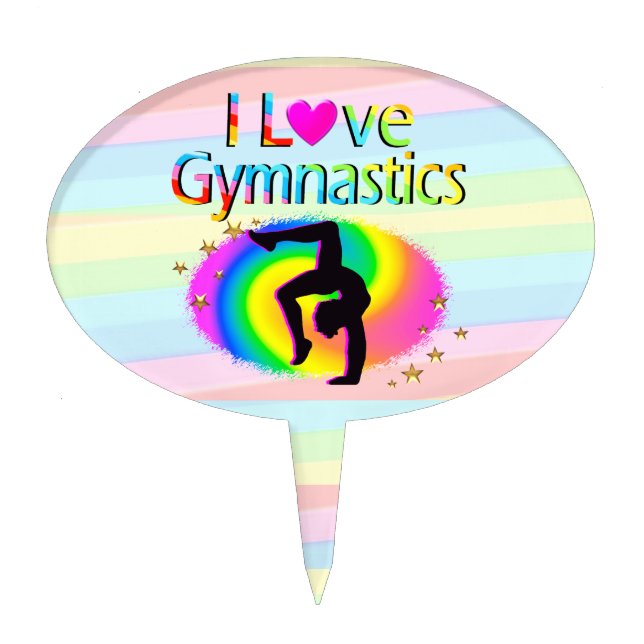 RAINBOW I LOVE GYMNASTICS CAKE PICK (Front)