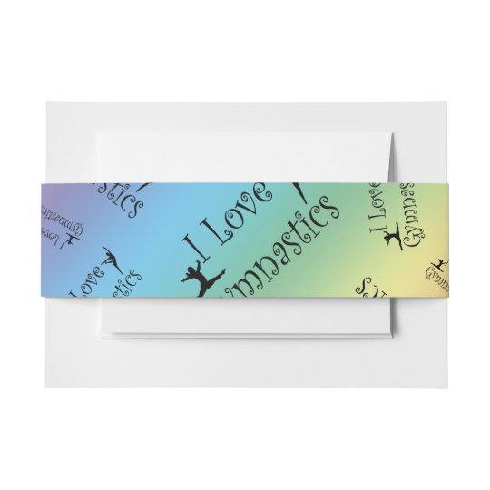 Rainbow I Love Gymnastics Invitation Belly Band Zazzle Com