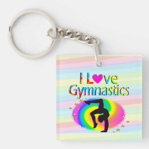 RAINBOW I LOVE GYMNASTICS KEY CHAINS