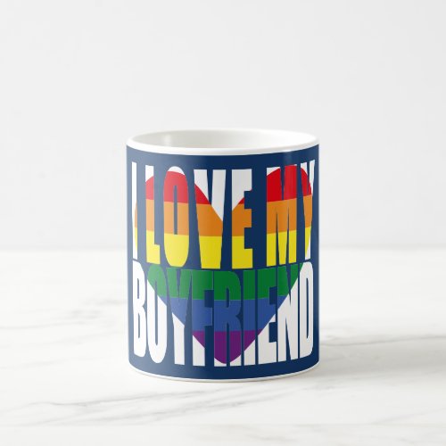 Rainbow I Love My Boyfriend Heart Coffee Mug