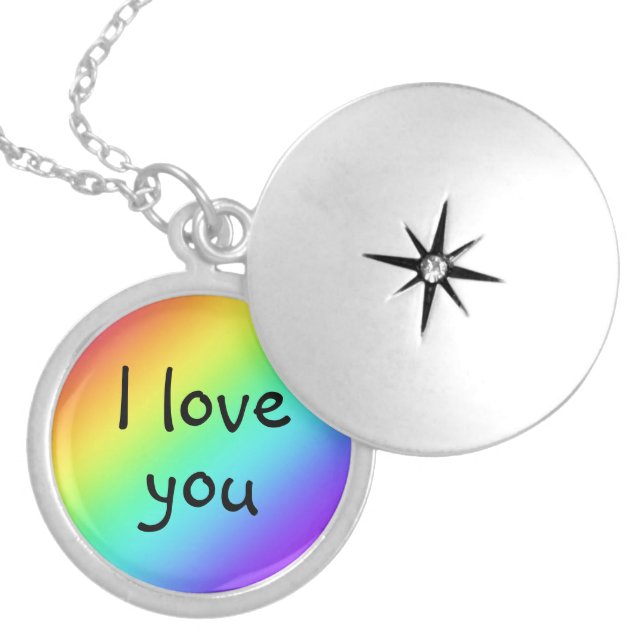 Rainbow I Love You Locket Necklace (Front)