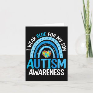 Rainbow I Wear Blue For My Son Autism Awareness  Card