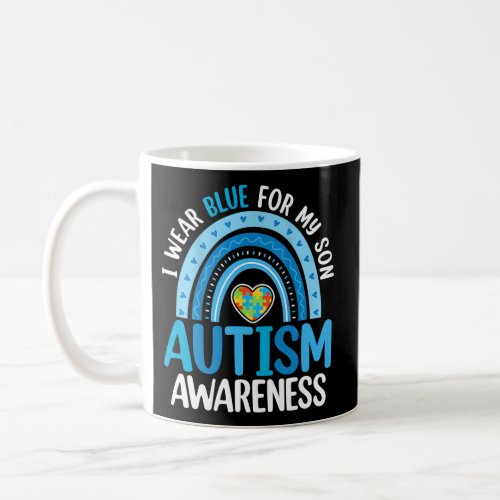 Rainbow I Wear Blue For My Son Autism Awareness Coffee Mug