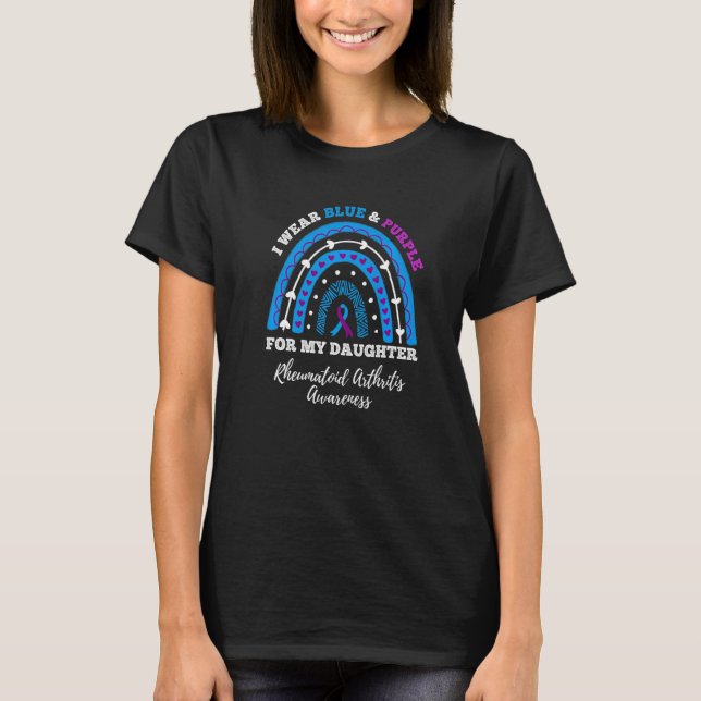 Rainbow I Wear Blue Purple Daughter Rheumatoid Art T-Shirt (Front)