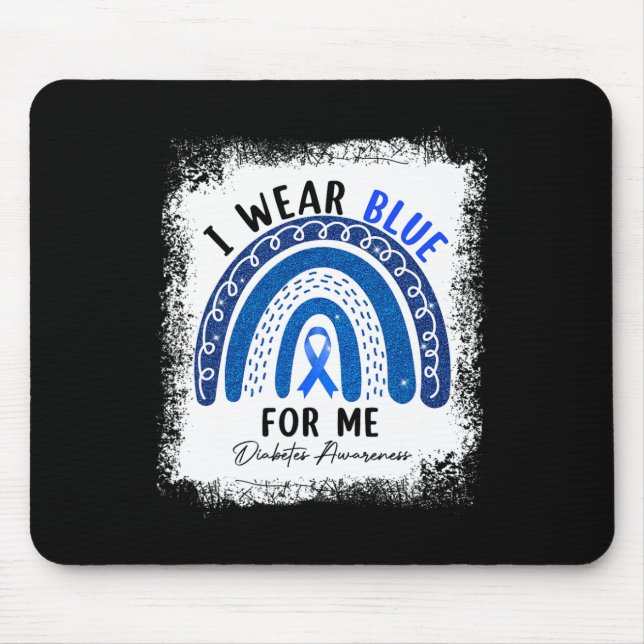 Rainbow I Wear Blue Ribbon For Me T1D Diabetes Awa Mouse Pad (Front)