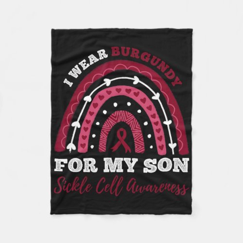 Rainbow I Wear Burgundy For My Son Sickle Cell Awa Fleece Blanket