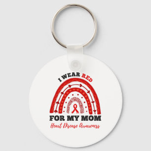 Rainbow I Wear Red For My Mom Heart Disease Awaren Keychain