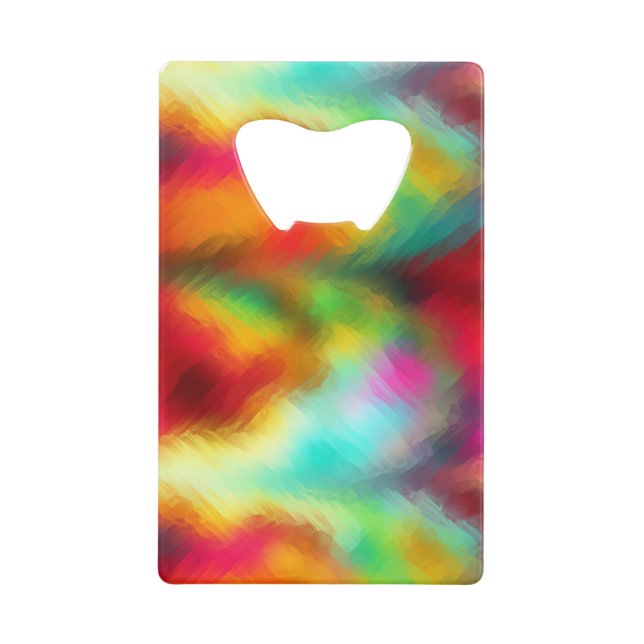 Rainbow Ice Abstract Credit Card Bottle Opener (Front)