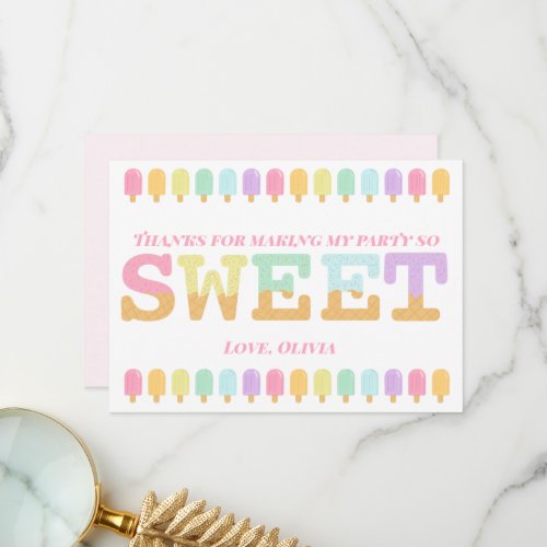 Rainbow Ice Cream Birthday Thank You Card