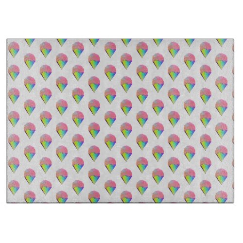 Rainbow Ice Cream Cone Glass Cutting Board