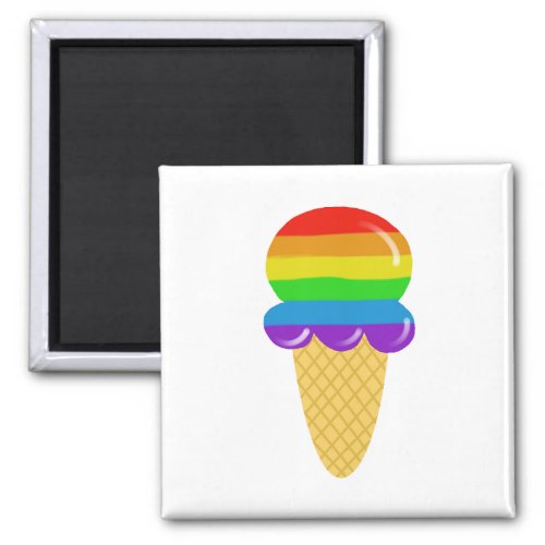 Rainbow ice cream cone magnet