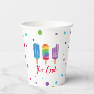 Rainbow ice pop Two Cool 2nd Birthday Paper Cups