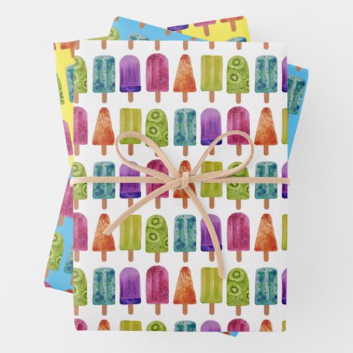 Rainbow Ice Pop Wrapping Paper Flat Sheets 1