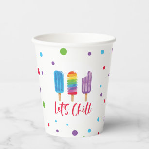 Rainbow Ice pops Let's Chill Summer Birthday Paper Cups