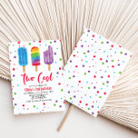 Rainbow Ice Pops Two Cool 2nd Birthday Invitation<br><div class="desc">Watercolor Rainbow ice pops Two Cool 2nd birthday party invite.</div>