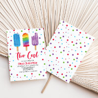 Rainbow Ice Pops Two Cool 2nd Birthday Invitation