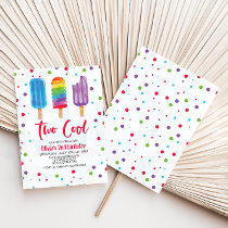 Rainbow Ice Pops Two Cool 2nd Birthday Invitation