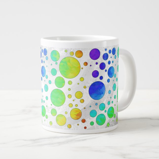 Rainbow Icy Polka Dot Pattern Giant Coffee Mug (Front Right)