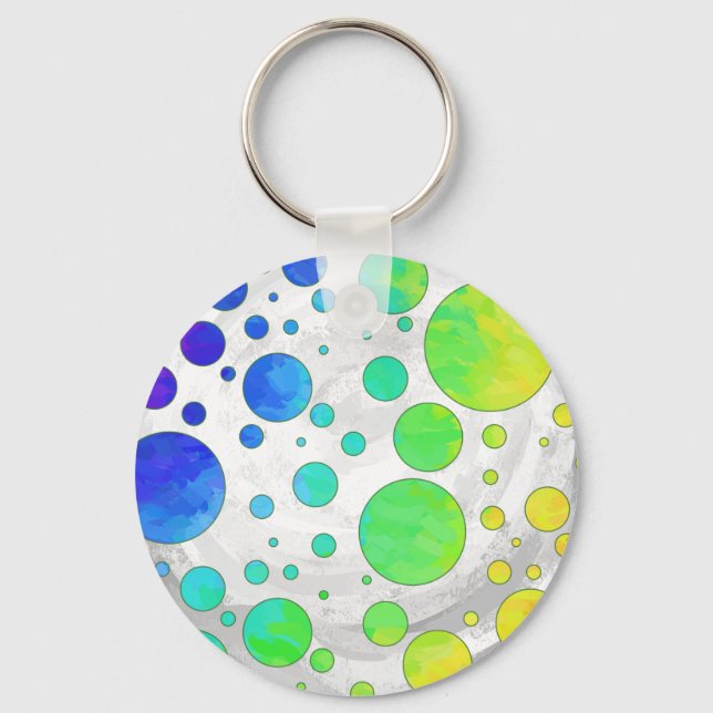Rainbow Icy Polka Dot Pattern Keychain (Front)