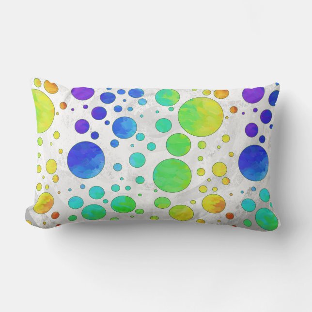 Rainbow Icy Polka Dot Pattern Lumbar Pillow (Front)