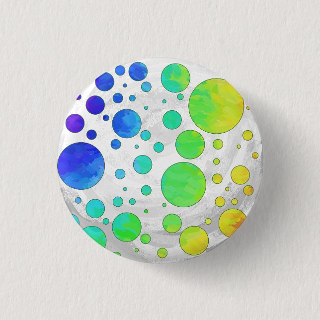 Rainbow Icy Polka Dot Pattern Pinback Button (Front)