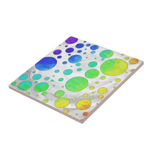 Rainbow Icy Polka Dot Pattern Tile