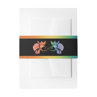 Rainbow II Watercolor Art Nouveau Wedding Invitation Belly Band