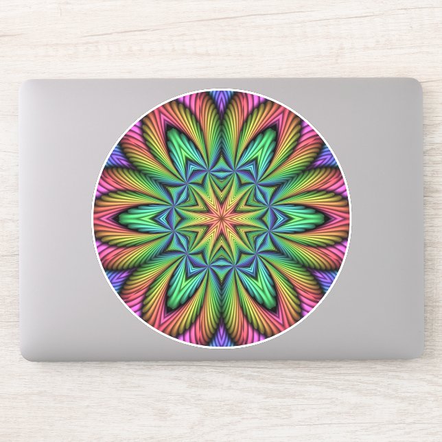 Rainbow Illusion Mandala Sticker (Computer)