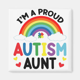 Rainbow I'm A Proud Autism Aunt Autism Awareness Magnet