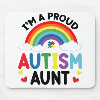 Rainbow I'm A Proud Autism Aunt Autism Awareness Mouse Pad