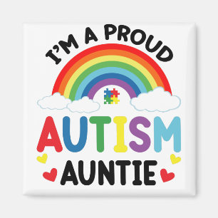 Rainbow I'm A Proud Autism Auntie Autism Awareness Magnet