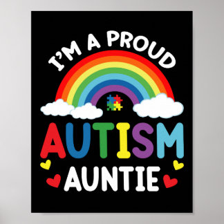 Rainbow I'm A Proud Autism Auntie Autism Awareness Poster