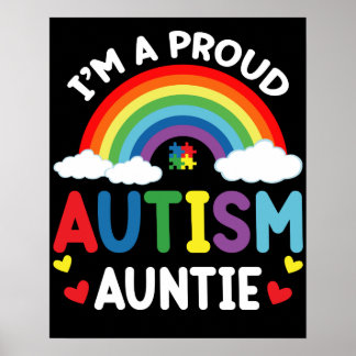 Rainbow I'm A Proud Autism Auntie Autism Awareness Poster