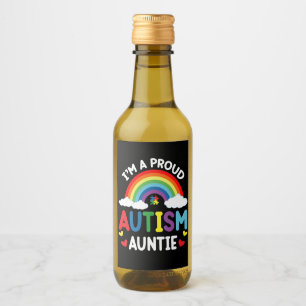 Rainbow I'm A Proud Autism Auntie Autism Awareness Wine Label