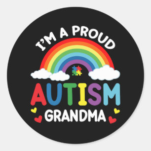 Rainbow I'm A Proud Autism Grandma Autism Awarenes Classic Round Sticker