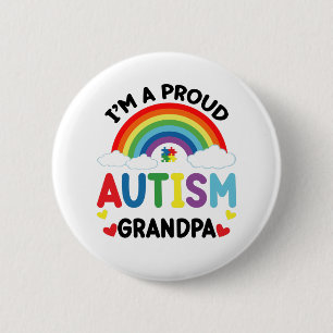 Rainbow I'm A Proud Autism Grandpa Autism Awarenes Button